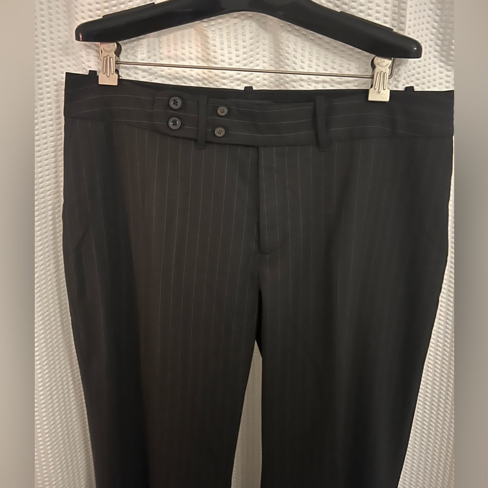 Banana Republic Black Pinstripe Jackson Fit Stretch Pants in Size 14 Long (14L)